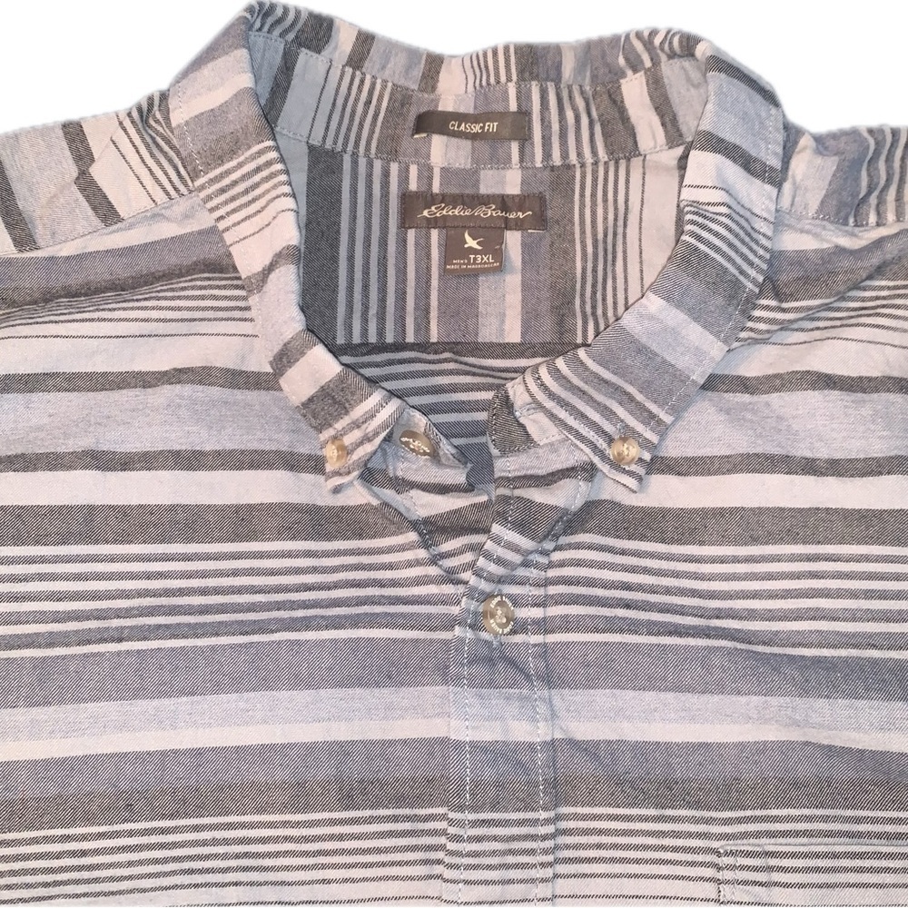 Eddie Bauer Classic Fit Striped Cotton Button Down Collared Shirt Size T3XL EUC - Picture 2 of 9